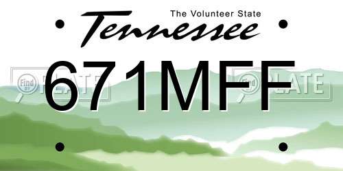671MFF Tennessee License Plate
