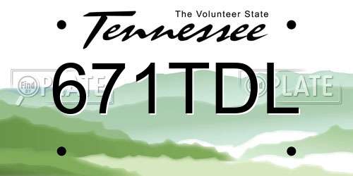 671TDL Tennessee License Plate