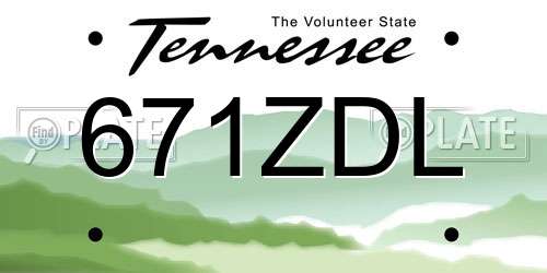 671ZDL Tennessee License Plate