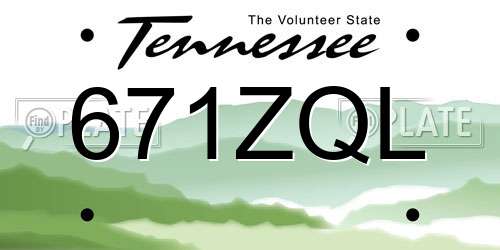 671ZQL Tennessee License Plate