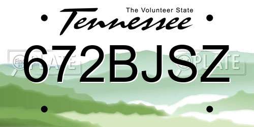 672BJSZ Tennessee License Plate
