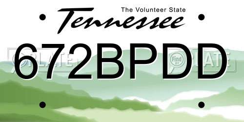 672BPDD Tennessee License Plate