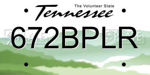 672BPLR Tennessee License Plate