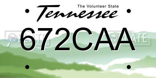 672CAA Tennessee License Plate