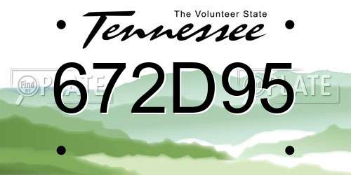 672D95 Tennessee License Plate