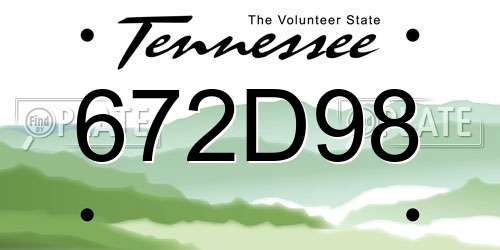 672D98 Tennessee License Plate
