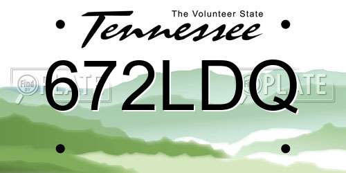 672LDQ Tennessee License Plate