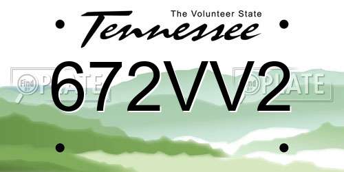 672VV2 Tennessee License Plate