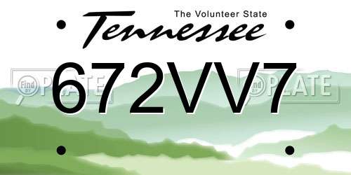 672VV7 Tennessee License Plate