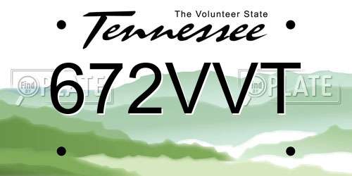 672VVT Tennessee License Plate
