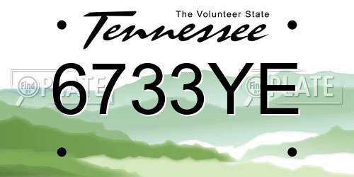 6733YE Tennessee License Plate