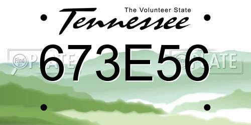 673E56 Tennessee License Plate