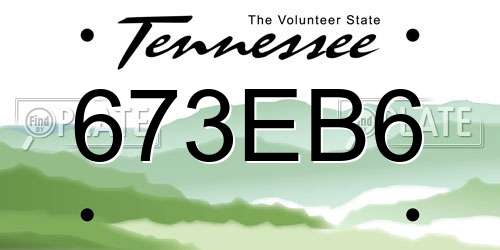 673EB6 Tennessee License Plate
