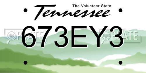 673EY3 Tennessee License Plate
