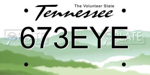 673EYE Tennessee License Plate
