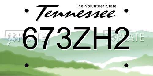 673ZH2 Tennessee License Plate