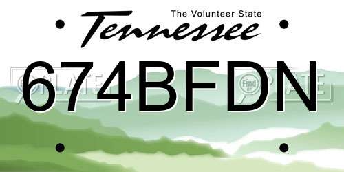 674BFDN Tennessee License Plate