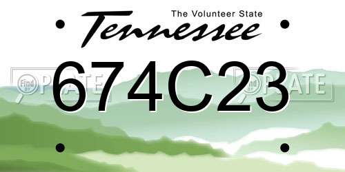 674C23 Tennessee License Plate