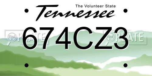 674CZ3 Tennessee License Plate