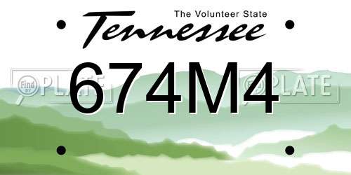 674M4 Tennessee License Plate