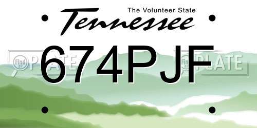 674PJF Tennessee License Plate