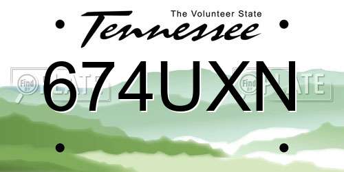 674UXN Tennessee License Plate