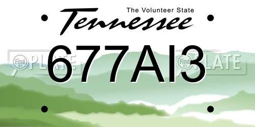 677AI3 Tennessee License Plate