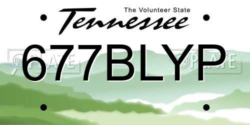 677BLYP Tennessee License Plate