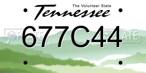 677C44 Tennessee License Plate