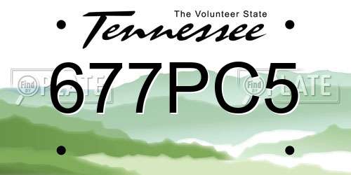 677PC5 Tennessee License Plate