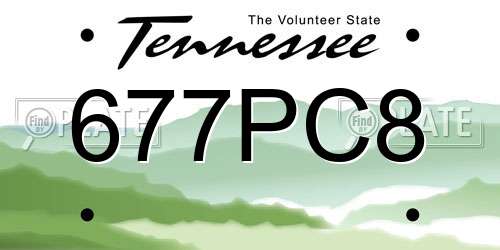 677PC8 Tennessee License Plate