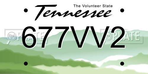 677VV2 Tennessee License Plate