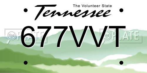 677VVT Tennessee License Plate