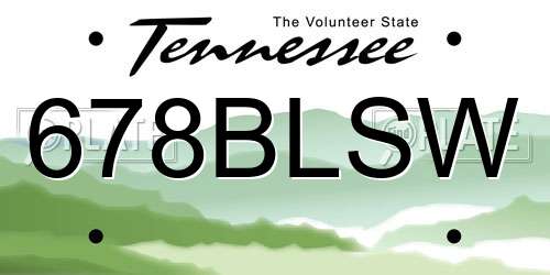 678BLSW Tennessee License Plate