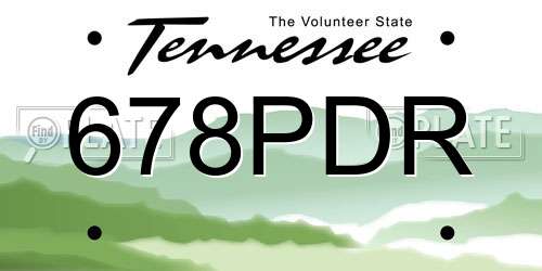 678PDR Tennessee License Plate