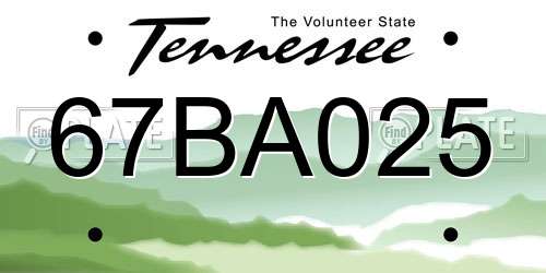 67BA025 Tennessee License Plate