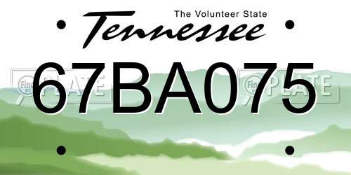 67BA075 Tennessee License Plate