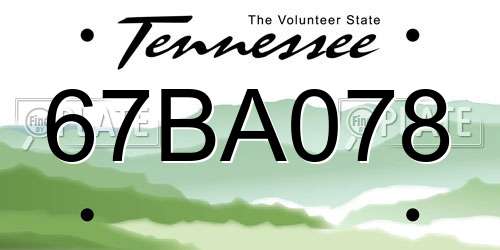 67BA078 Tennessee License Plate