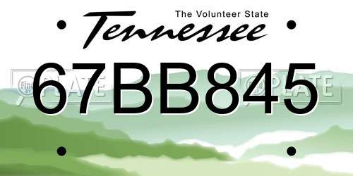 67BB845 Tennessee License Plate
