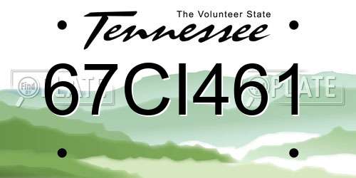 67CI461 Tennessee License Plate
