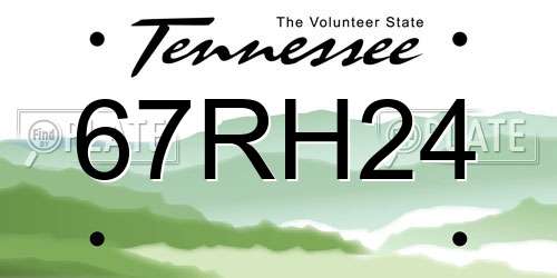 67RH24 Tennessee License Plate