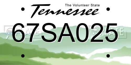 67SA025 Tennessee License Plate