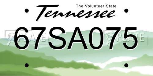 67SA075 Tennessee License Plate