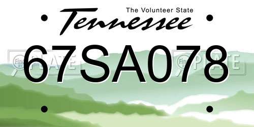 67SA078 Tennessee License Plate