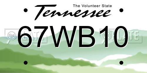 67WB10 Tennessee License Plate