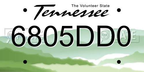 6805DD0 Tennessee License Plate