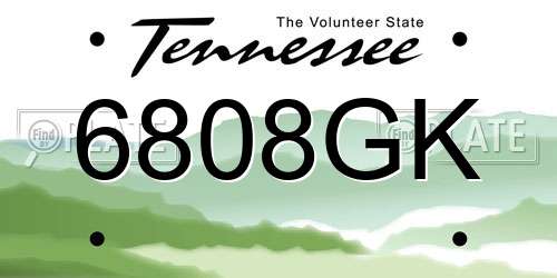 6808GK Tennessee License Plate