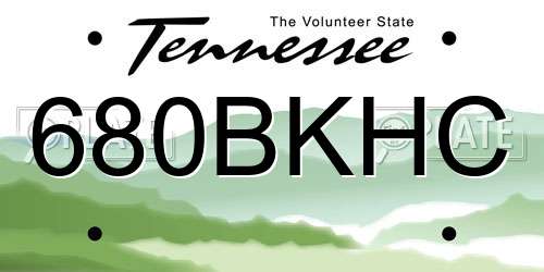 680BKHC Tennessee License Plate
