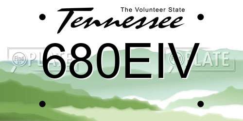 680EIV Tennessee License Plate