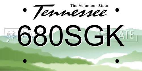 680SGK Tennessee License Plate